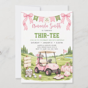 Golf Thir-Tee Adult Pink Birthday Invitation