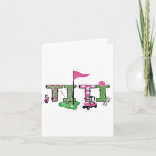 Golf Titi Pink Hole In One Golf 1st Birthday Girl  Card
