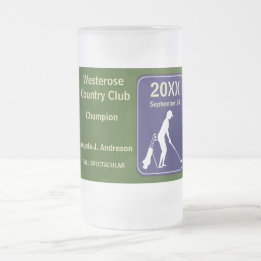 Golf 🏌 Tournament Award Prize Frosted Glass Beer Mug