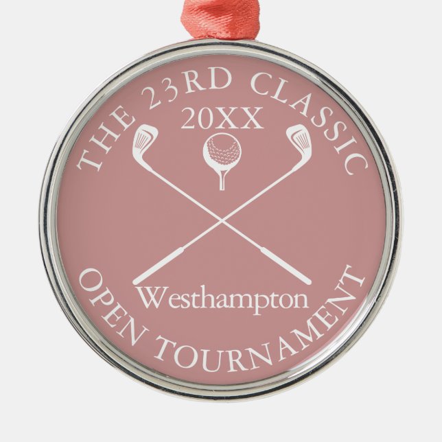 Golf Tournament Classic Event Dusty Rose Award Metal Tree Decoration (Front)