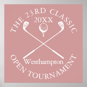 Golf Tournament Classic Event Dusty Rose Pink Sign