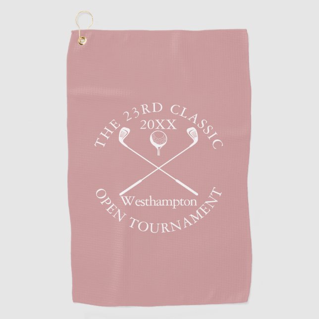 Golf Tournament Classic Event Dusty Rose Pink Towel (Front)