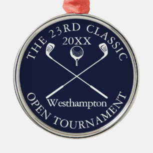 Golf Tournament Classic Navy Blue Award Metal Tree Decoration