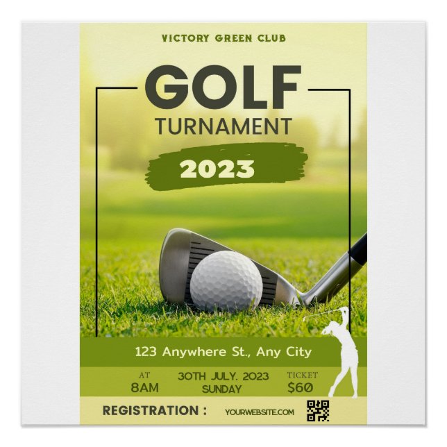 Golf Tournament Invitation Personalise Poster (Front)