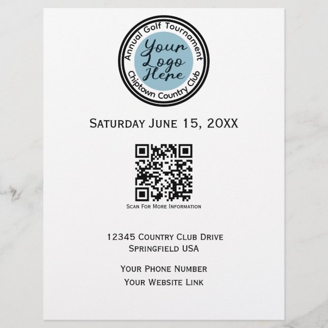 Golf tournament or event custom logo personalised  flyer (Front)
