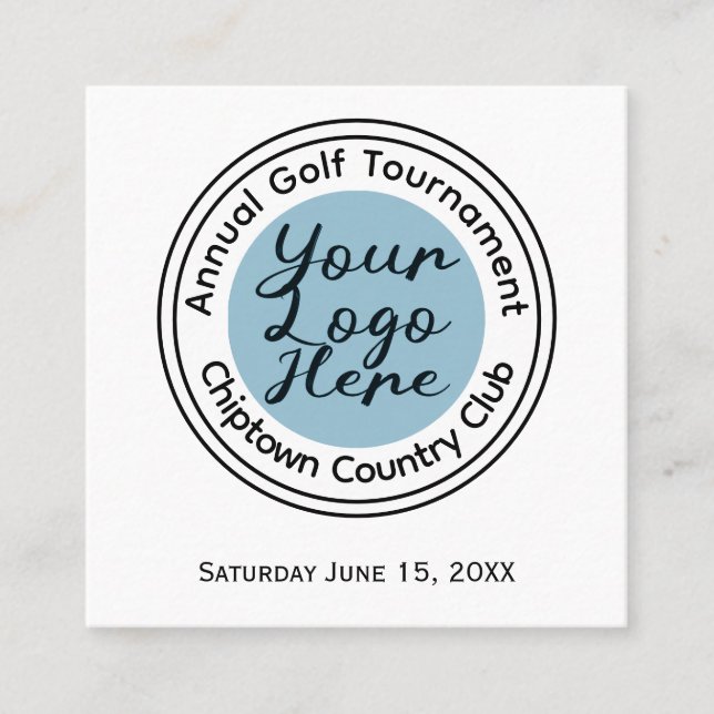 Golf tournament or event custom logo personalised  square business card (Front)