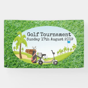 Golf Tournament with golf course green grass Banner