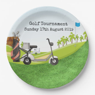 Golf Tournament with golf course view  Paper Plate