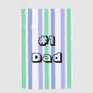 Golf Towel White Green Purple Stripe #1 Dad
