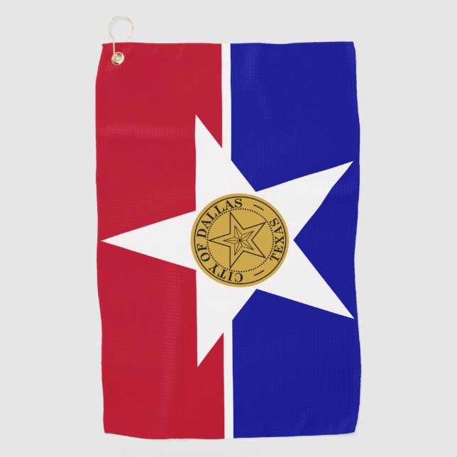 Golf Towel with flag of Dallas City, USA (Front)