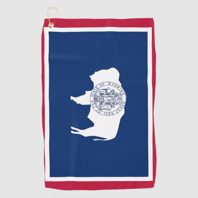 Golf Towel with flag of Wyoming State, USA (Front)