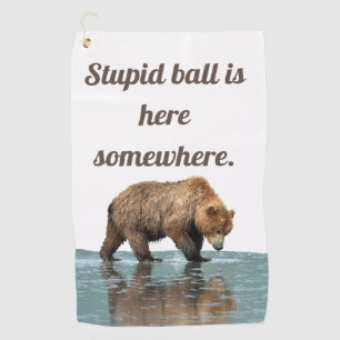 Golf Towel with grizzly bear 