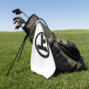 GOLF TOWEL WITH LETTER ON ROUNDED TOP