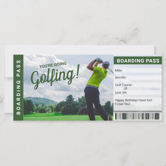 Golf Trip Gift Certificate Boarding Pass (Front)