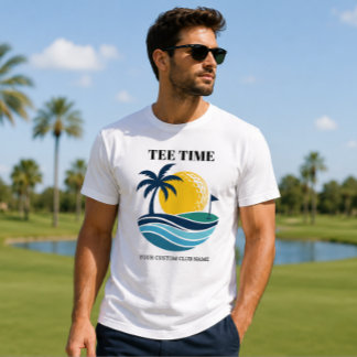 Golf Tropical Palm Tree Sunset Your Custom Text T-Shirt