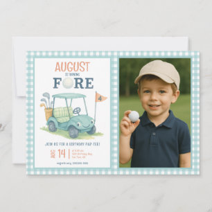 Golf Turning Fore 4th Birthday Photo Invitation