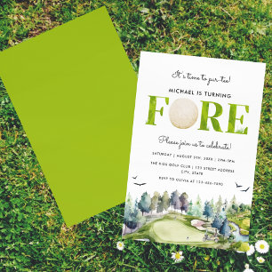Golf Turning Fore Time to Par-tee 4th Birthday Invitation