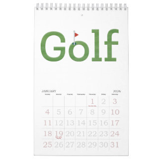 GOLF typography 2026 Hanging Wall Calendar
