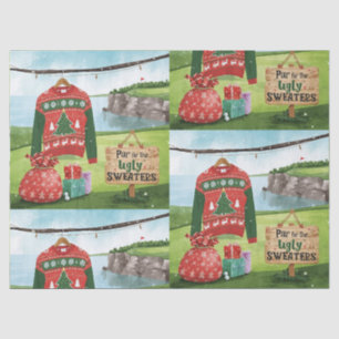 Golf Ugly Sweater Christmas Party with Santa Claus Tissue Paper