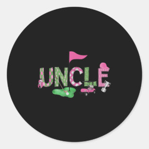 Golf Uncle Nk Hole In One Golf 1st Birthday Girl  Classic Round Sticker