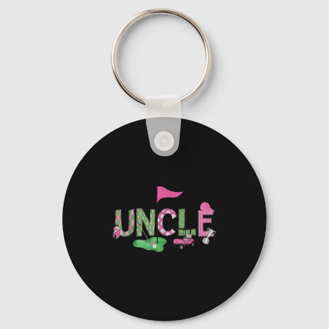 Golf Uncle Nk Hole In One Golf 1st Birthday Girl  Key Ring (Front)