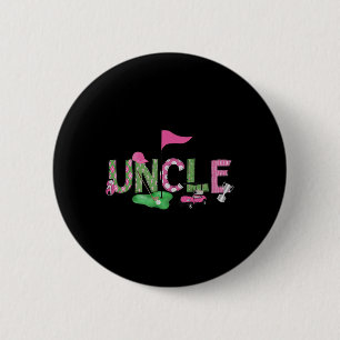 Golf Uncle Pink Hole In One Golf 1st Birthday Girl 6 Cm Round Badge
