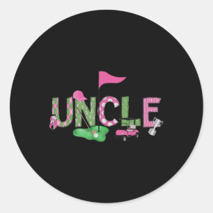 Golf Uncle Pink Hole In One Golf 1st Birthday Girl Classic Round Sticker