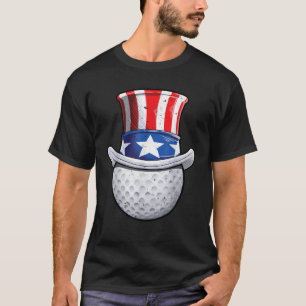 Golf Uncle Sam  4th of July Kids Boys American Fla T-Shirt