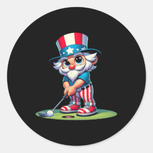 Golf Uncle Sam Usa America 4th Of July Independenc Classic Round Sticker