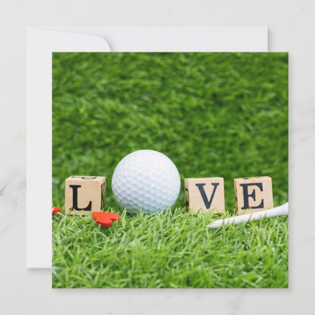 Golf Valentine's Day  ball with Love wooden Word (Front)