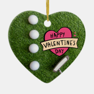 Golf Valentine's Day with ball for golfer Ceramic Tree Decoration