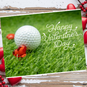 Golf Valentine's Day with ball for Golfer  Holiday Postcard