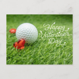 Golf Valentine's Day with ball for Golfer Holiday Postcard