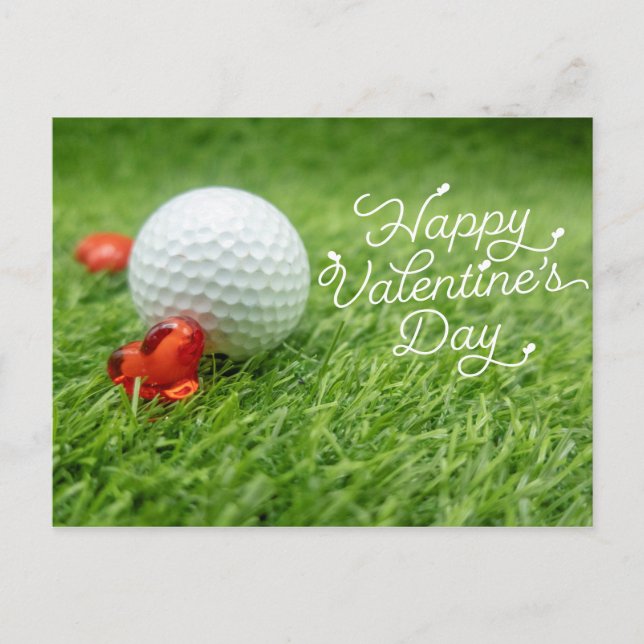 Golf Valentine's Day with ball for Golfer  Holiday Postcard (Front)