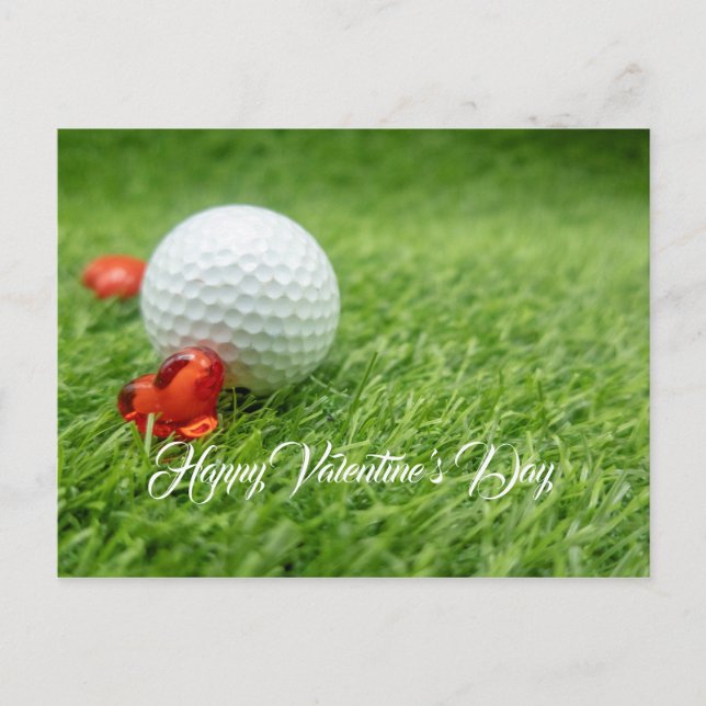 Golf Valentine's Day with love and golf ball Holiday Postcard (Front)