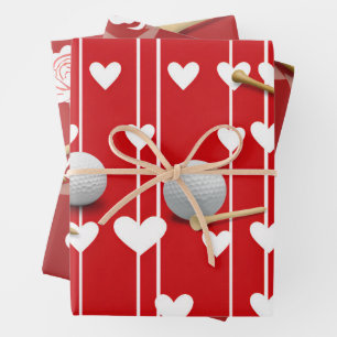 Golf Valentine's  to golfer with love on red  Wrapping Paper Sheet