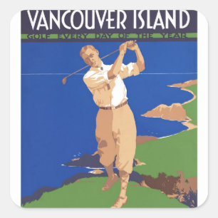 Golf Vancouver Island Canada Square Sticker