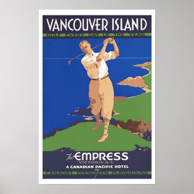 Golf Vancouver Island Canada - Vintage Travel Poster (Front)