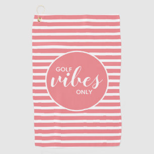 Golf Vibes Only Coral White Stripes Typography Towel