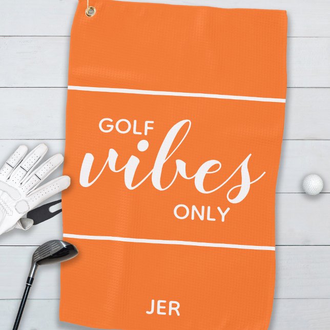 Golf Vibes Only Quote Orange Golfer Towel (Creator Uploaded)