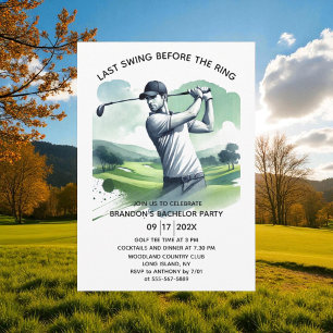 Golf Watercolor Bachelor Party  Invitation