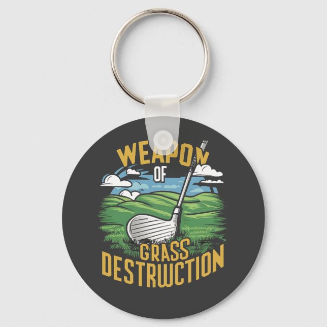 Golf Weapon of Grass Destruction Art Key Ring (Front)