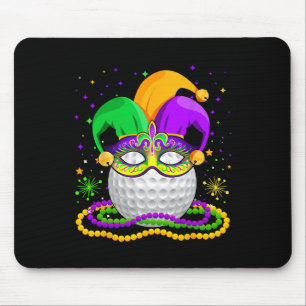 Golf Wearing Jester Hat Masked Beads Mardi Gras Pl Mouse Mat