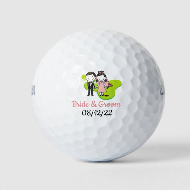 Golf Wedding Bride and Groom  at golf course     Balls (Front)