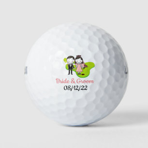 Golf Wedding Bride and Groom  at golf course     Golf Balls