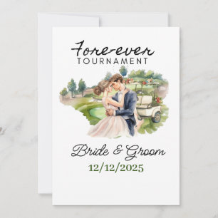 GOLF Wedding Bride and Groom Golfer Golf Balls Invitation