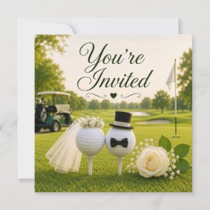 Golf Wedding Bride and Groom invitation