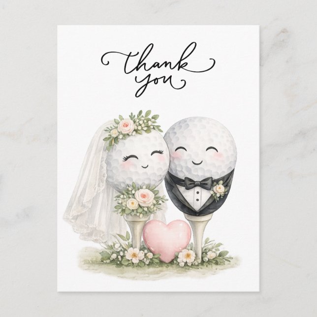 Golf Wedding bride and groom Postcard (Front)