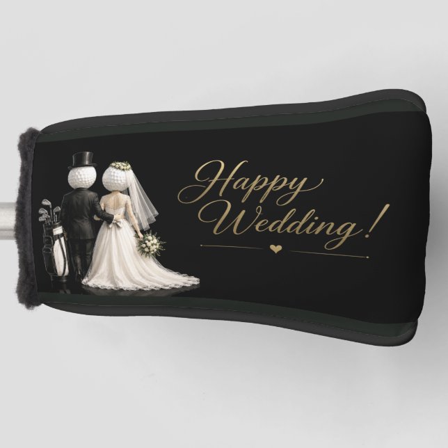 Golf Wedding Bride & Groom ball  Head Cover (Front)