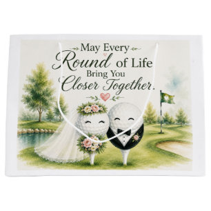 Golf Wedding Bride & Groom ball  Large Gift Bag